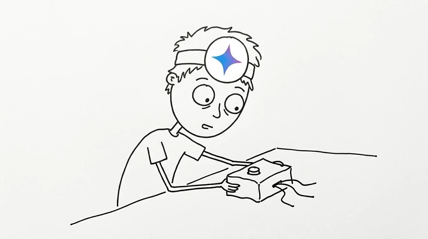 A hand-drawn person working through the guide's check