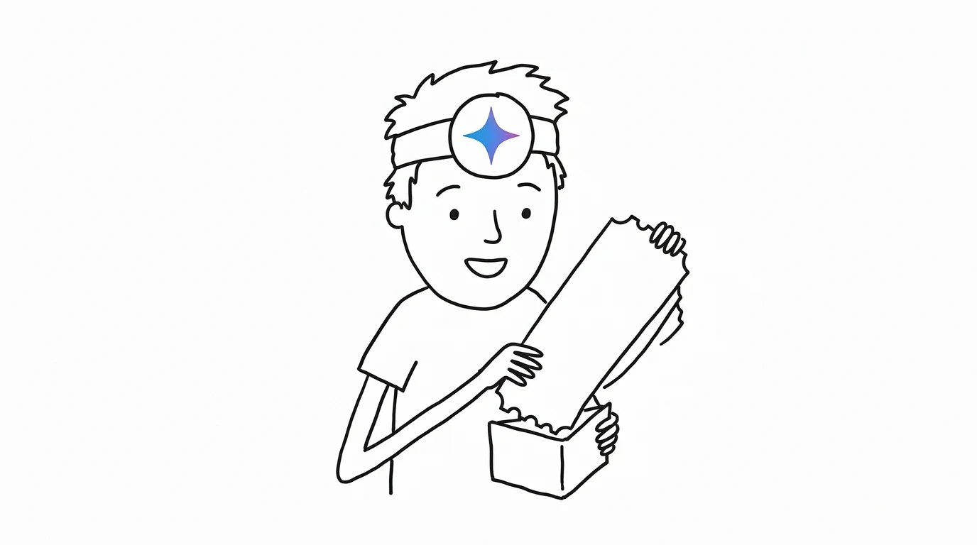 A delighted person pulls a huge blank ticket from a tiny wallet.